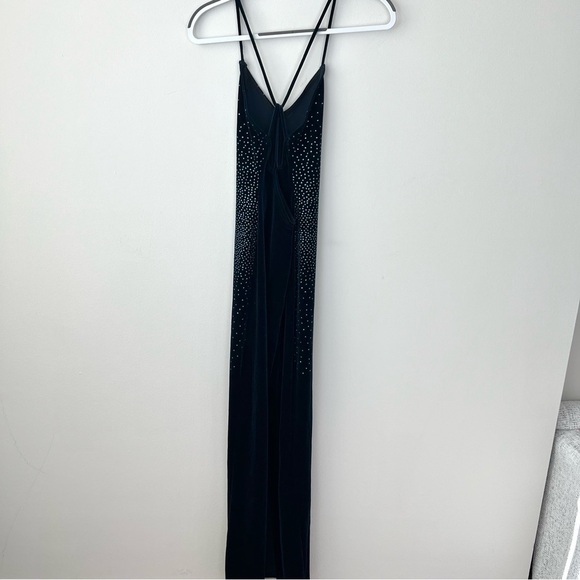 Vintage Jump Velvet Navy Blue Maxi Dress - Picture 4 of 8